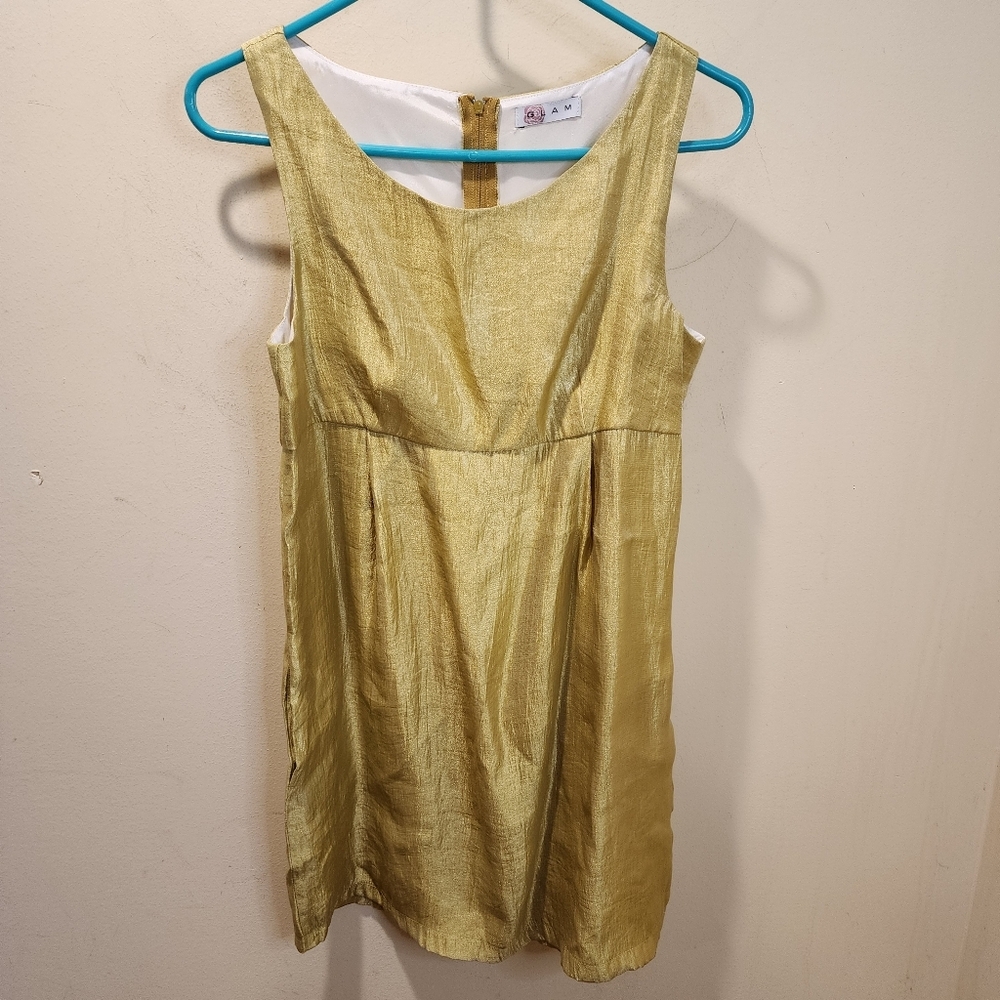 GLAM Gold Sleeveless Dress With Pockets Size M